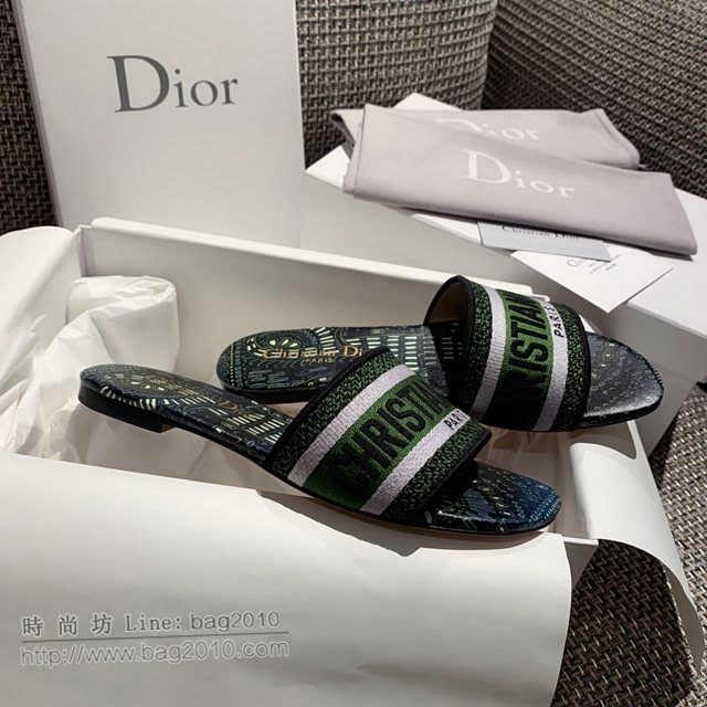 DIOR女鞋 迪奧2021專櫃新款磨砂新大底涼拖 Dior一字型刺繡平拖  naq1491